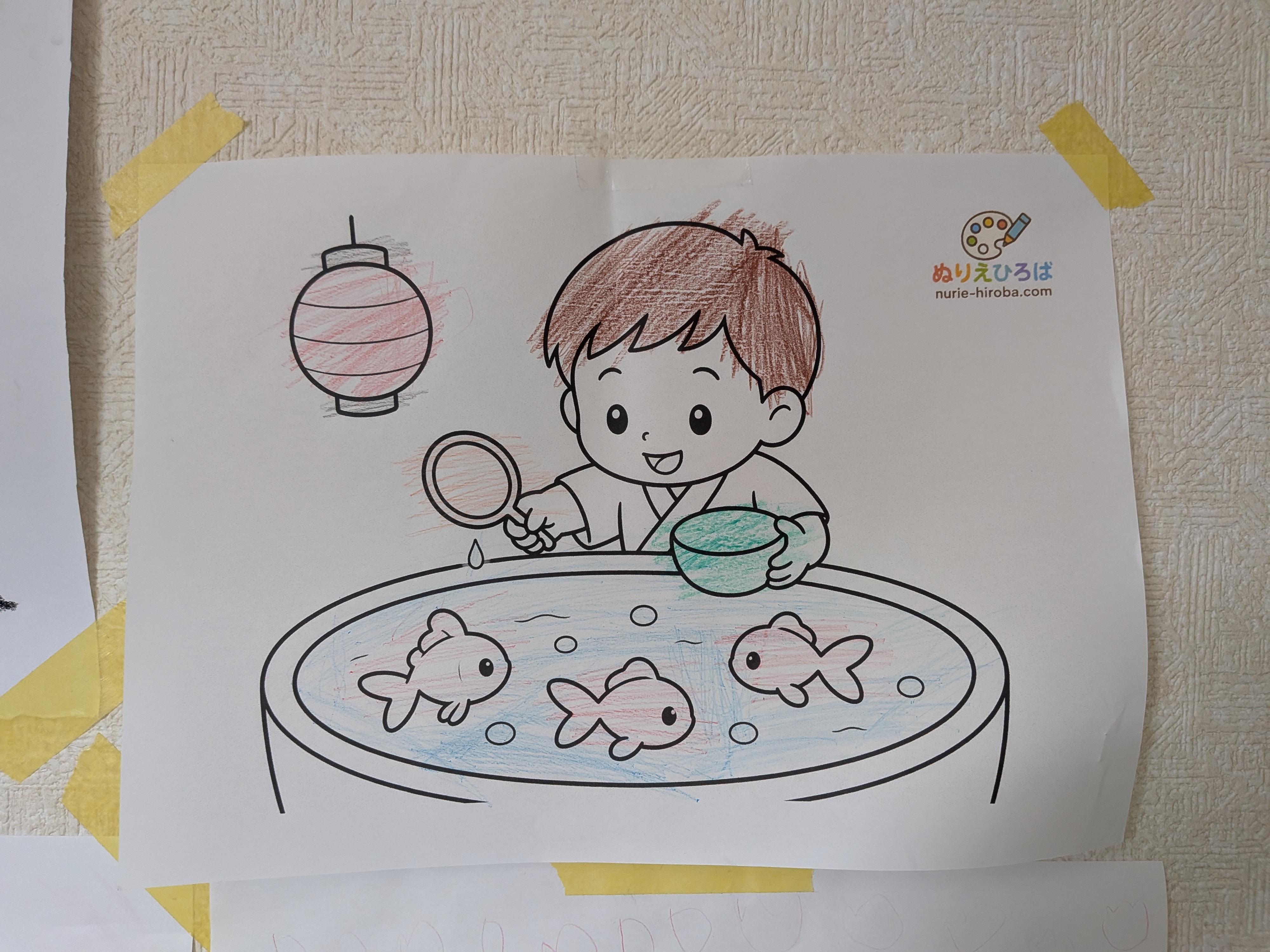 夏祭りをテーマにした元の塗り絵線画