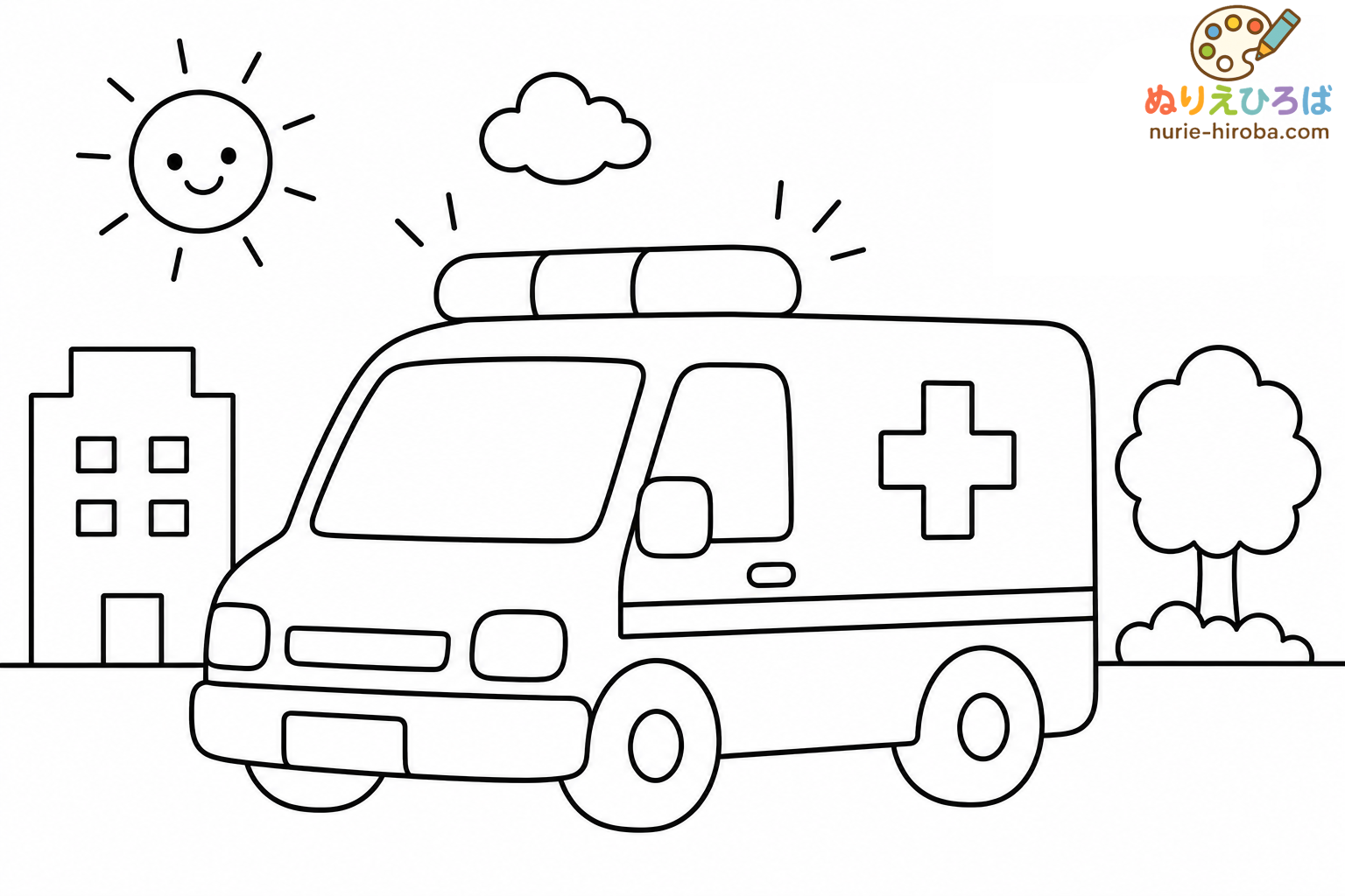 救急車の塗り絵（プレビュー）