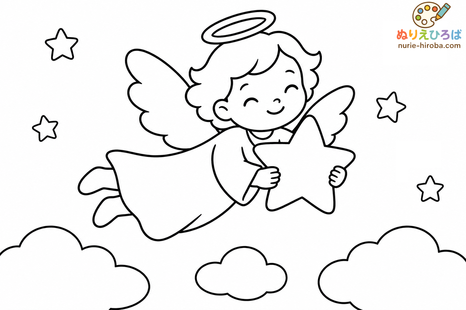 星を運ぶ天使の塗り絵（プレビュー）