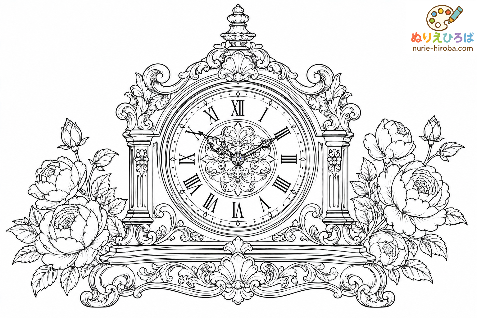 アンティーク時計の塗り絵（プレビュー）