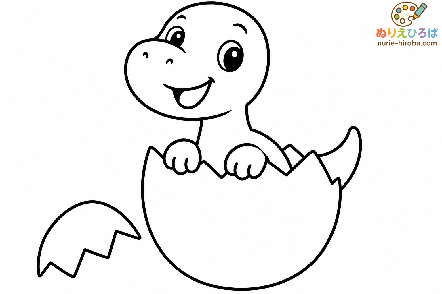 たまごから生まれた赤ちゃん恐竜の塗り絵（プレビュー）