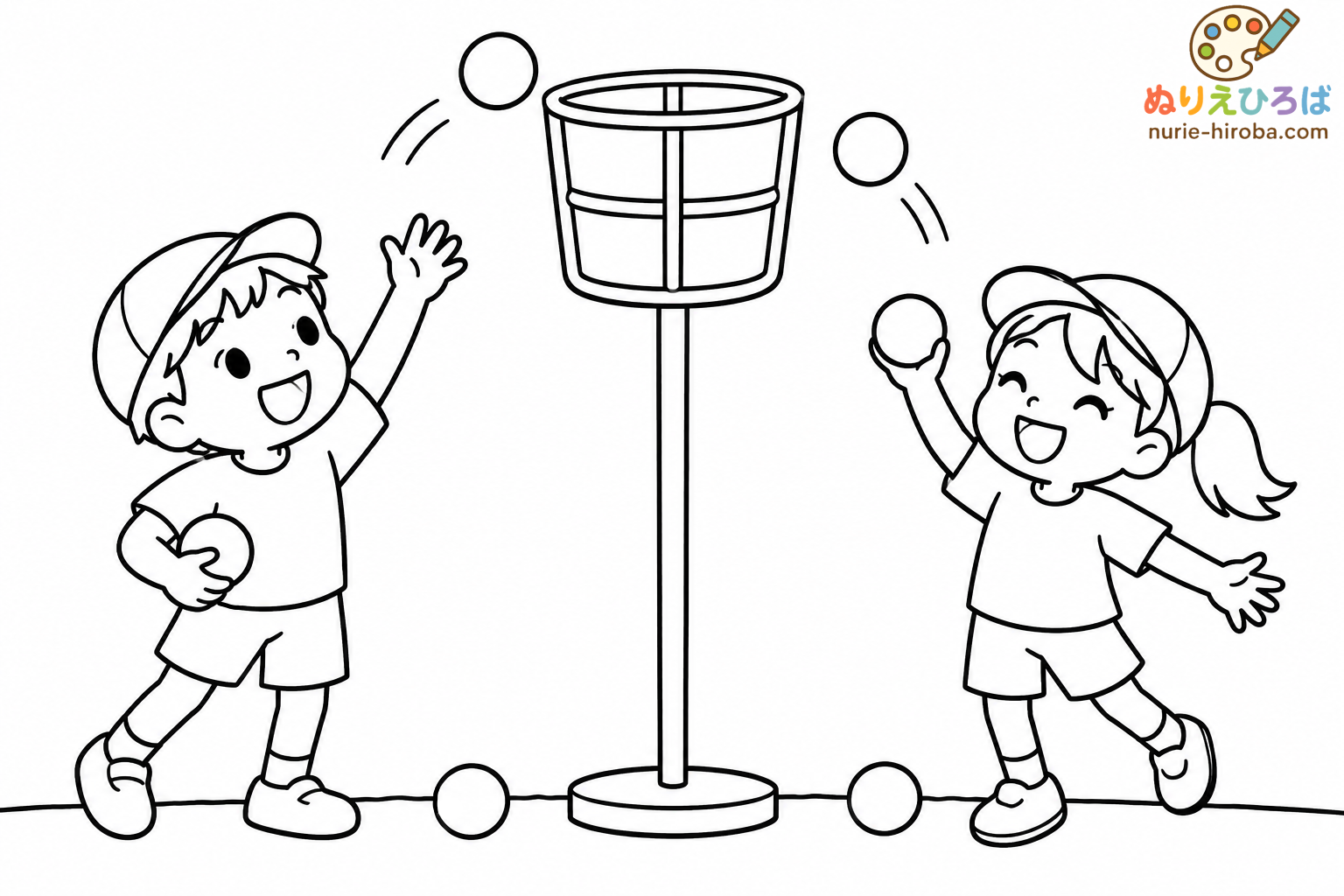 玉入れ競争２の塗り絵（プレビュー）