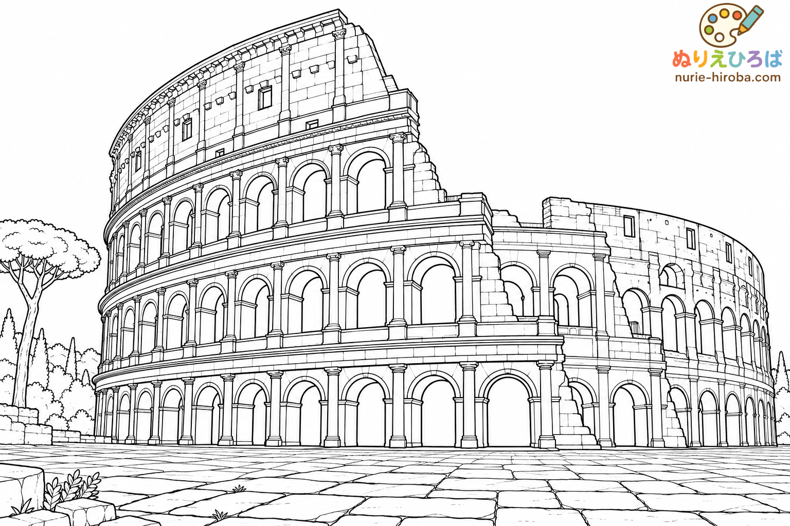 古代ローマのコロッセオの塗り絵（プレビュー）