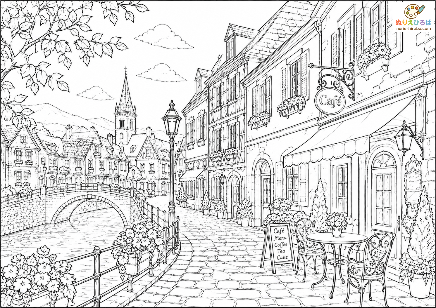 ヨーロッパの街並みの塗り絵（プレビュー）
