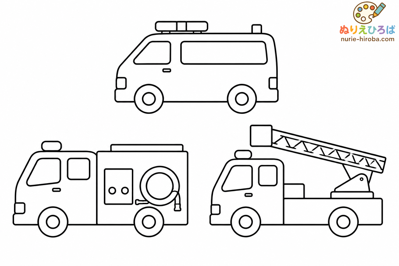 消防車２の無料塗り絵