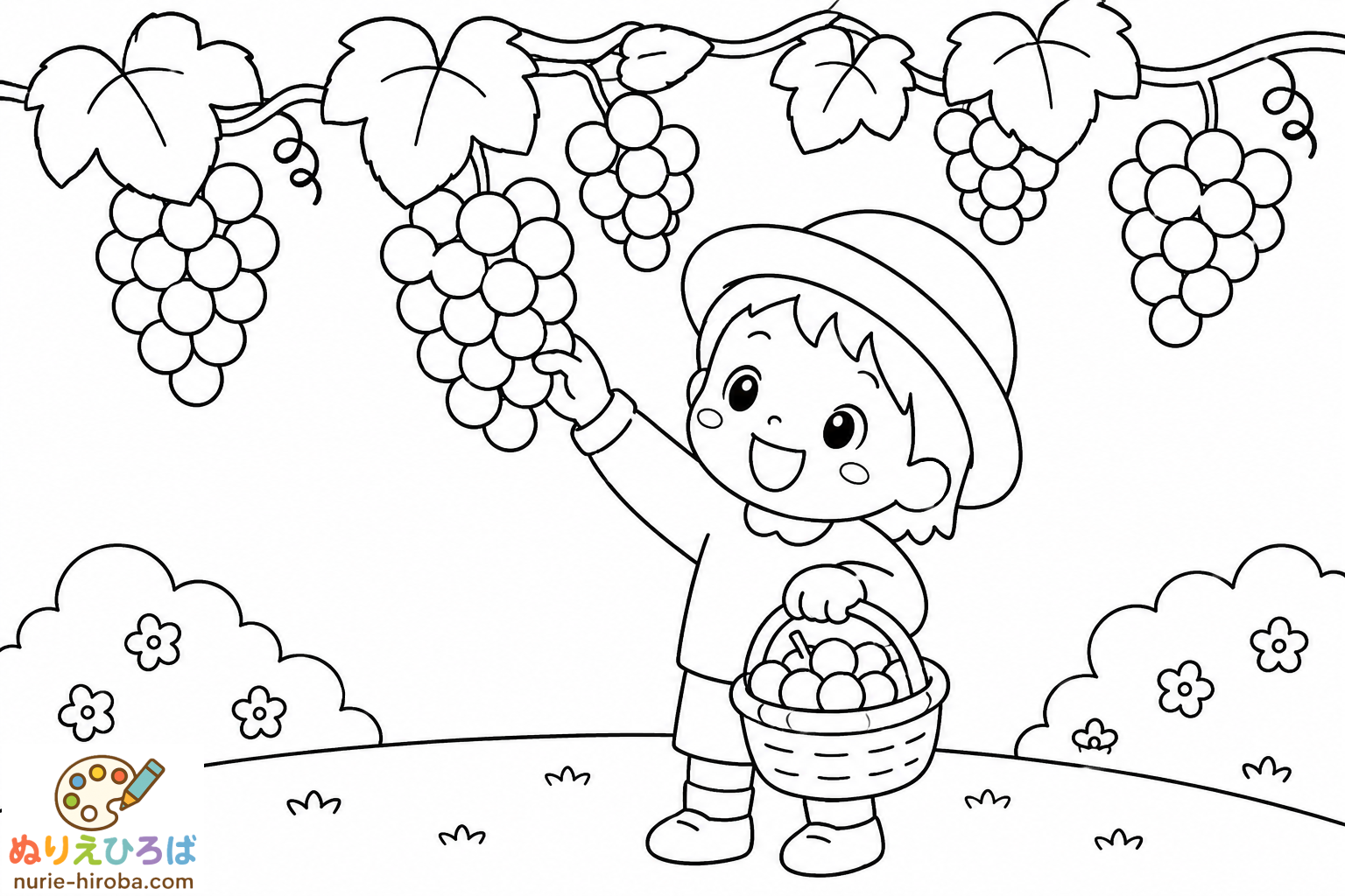 ぶどう狩りの塗り絵（プレビュー）