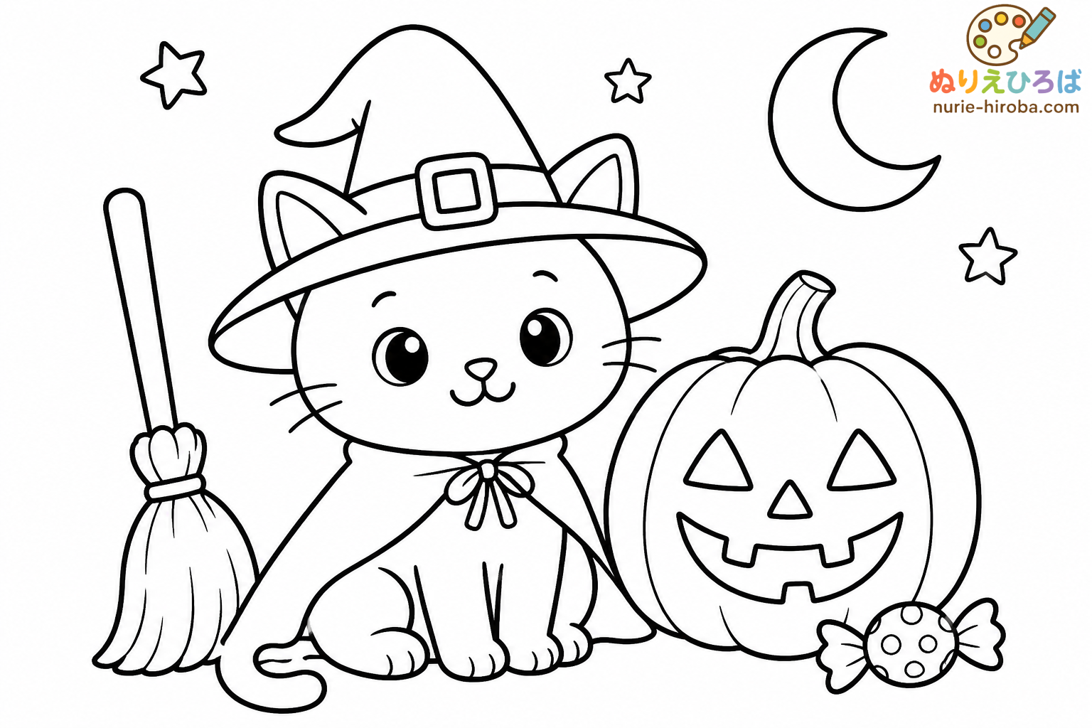 猫とハロウィンの塗り絵（プレビュー）