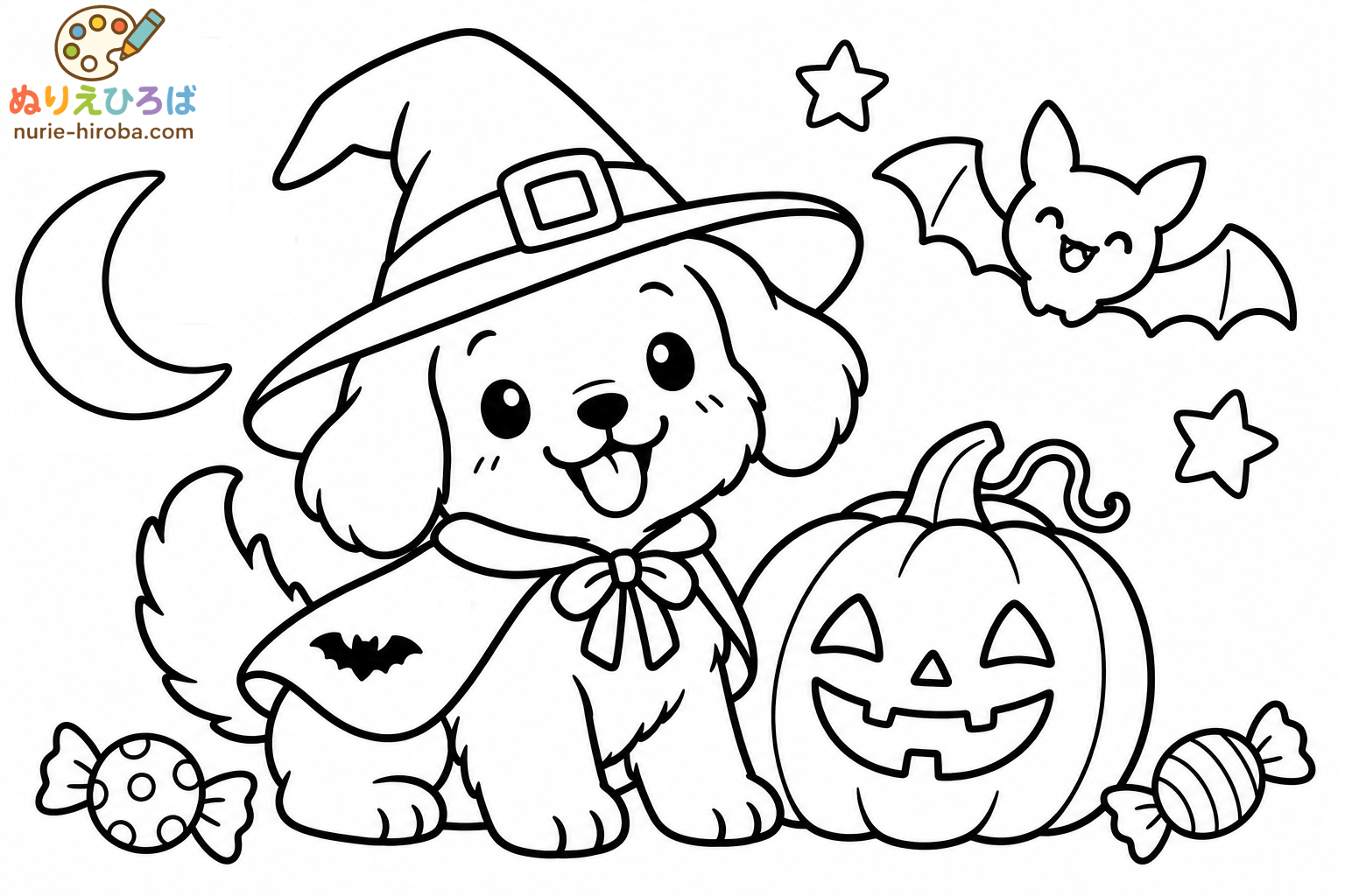 犬とハロウィンの塗り絵（プレビュー）