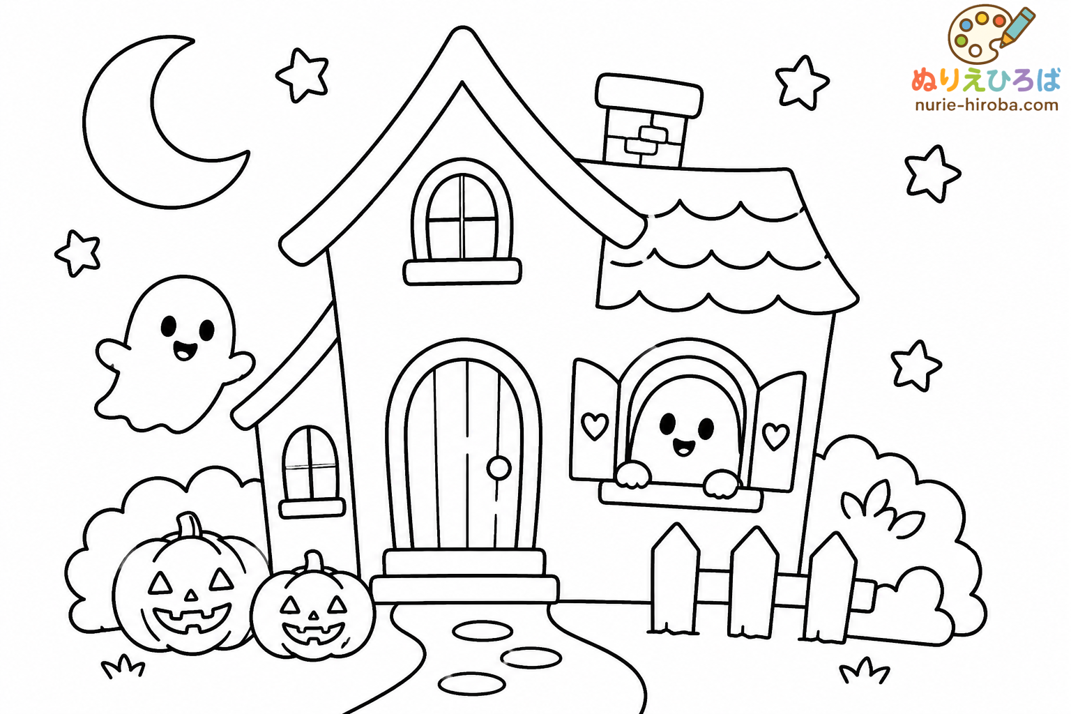 ハロウィンのおばけ３の塗り絵（プレビュー）