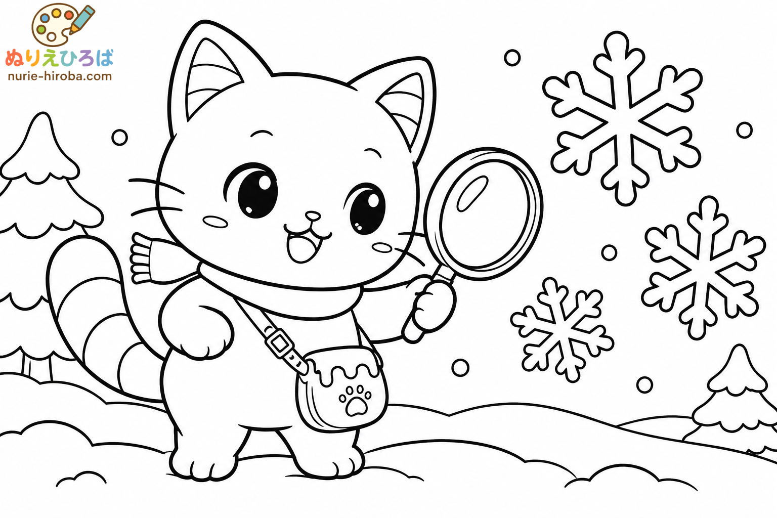 イロネコの雪の結晶さがしの塗り絵（プレビュー）