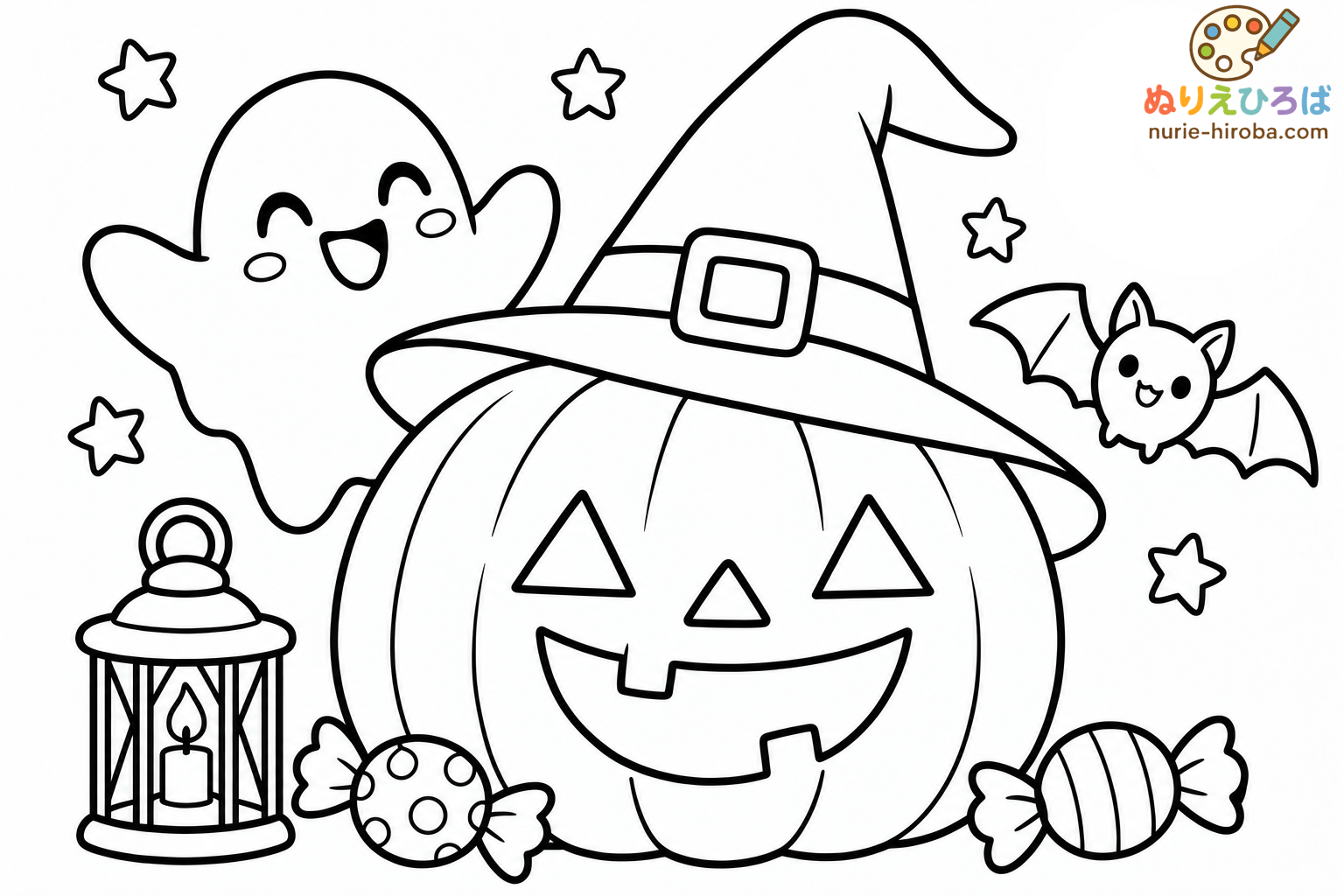 かぼちゃのランタン２の塗り絵（プレビュー）
