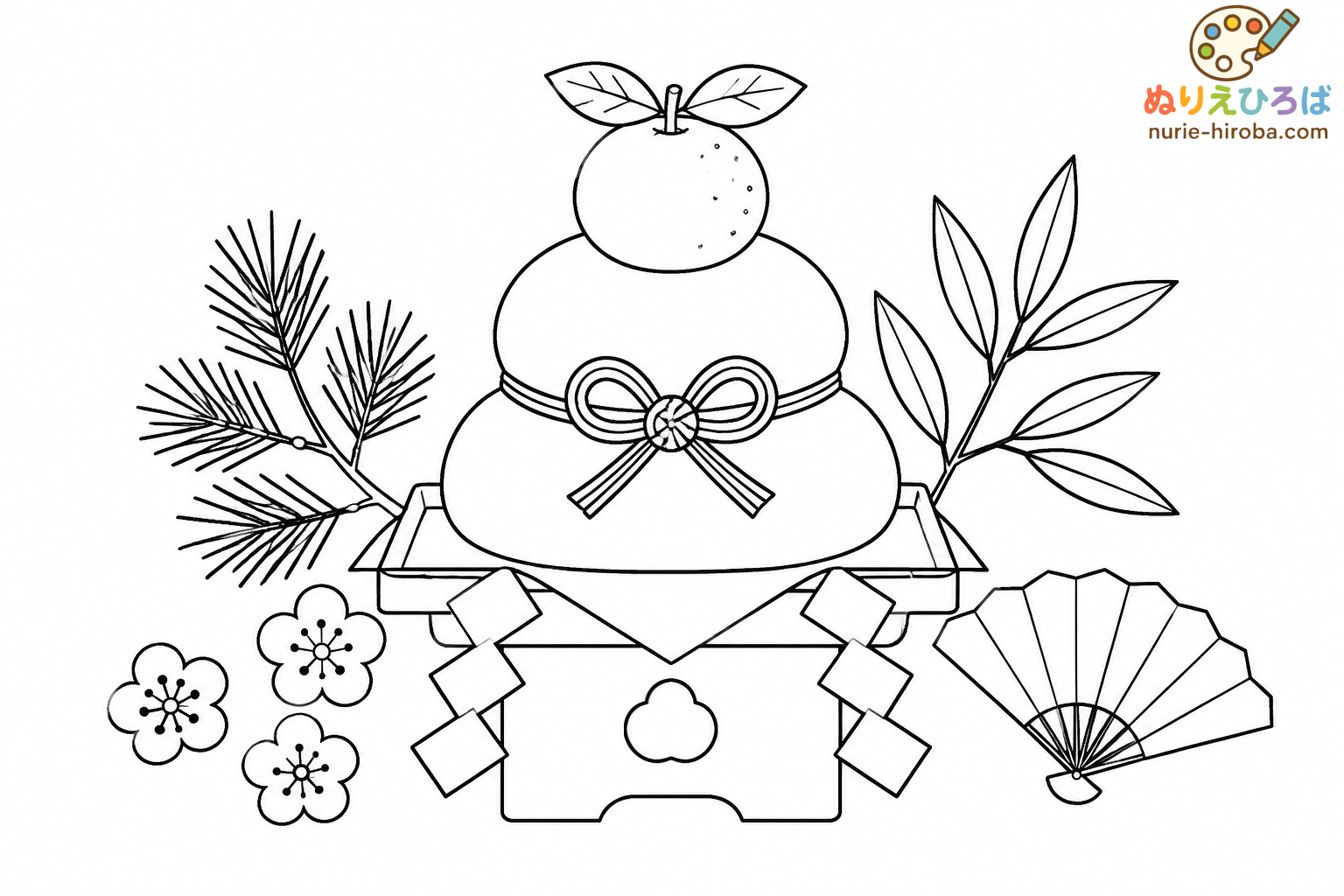 お正月の鏡餅飾りの塗り絵（プレビュー）