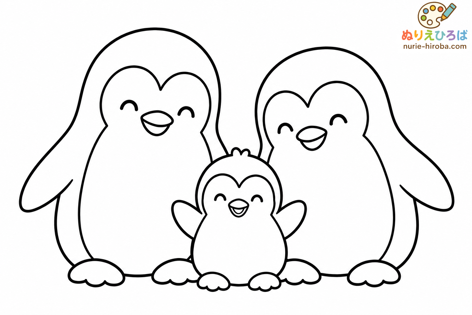 ペンギン家族の塗り絵（プレビュー）