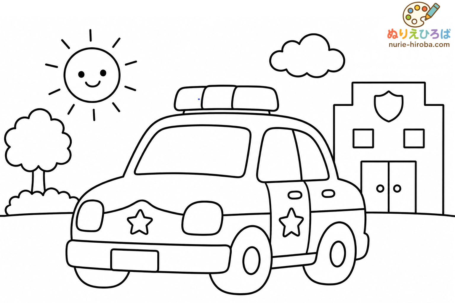 パトカーの無料塗り絵