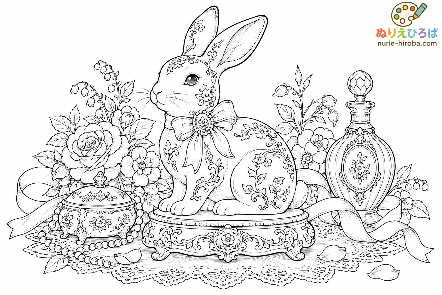 磁器の兎の塗り絵（プレビュー）