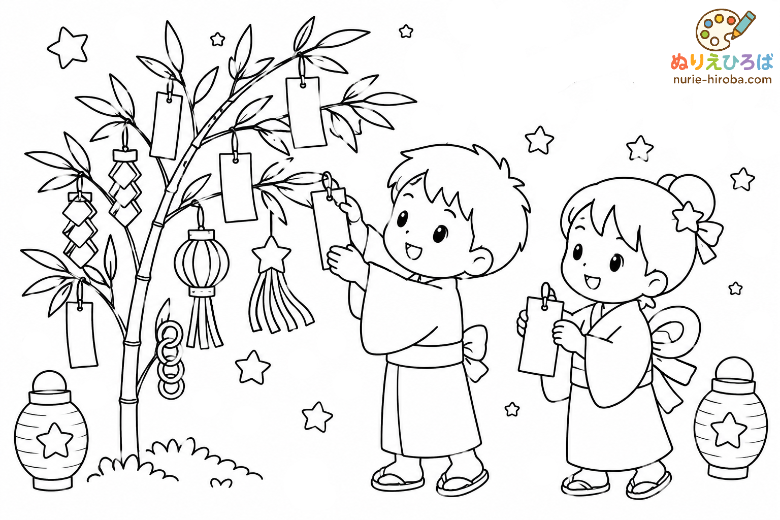 七夕の塗り絵（プレビュー）