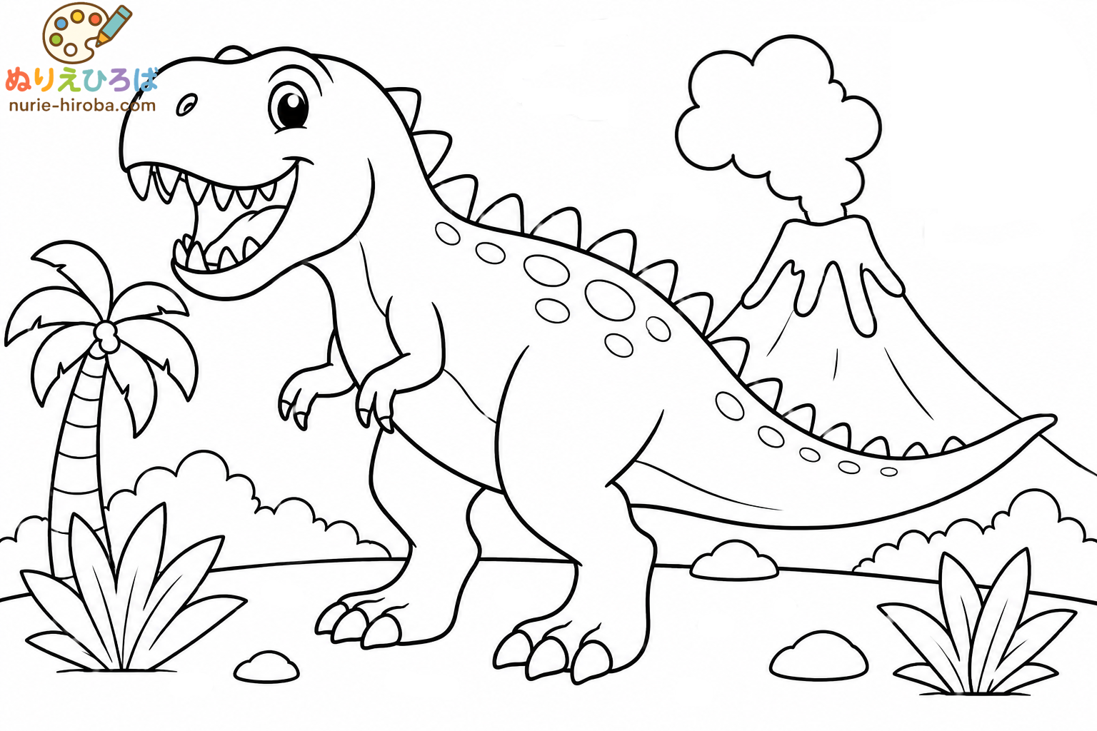 ティラノサウルスの無料塗り絵