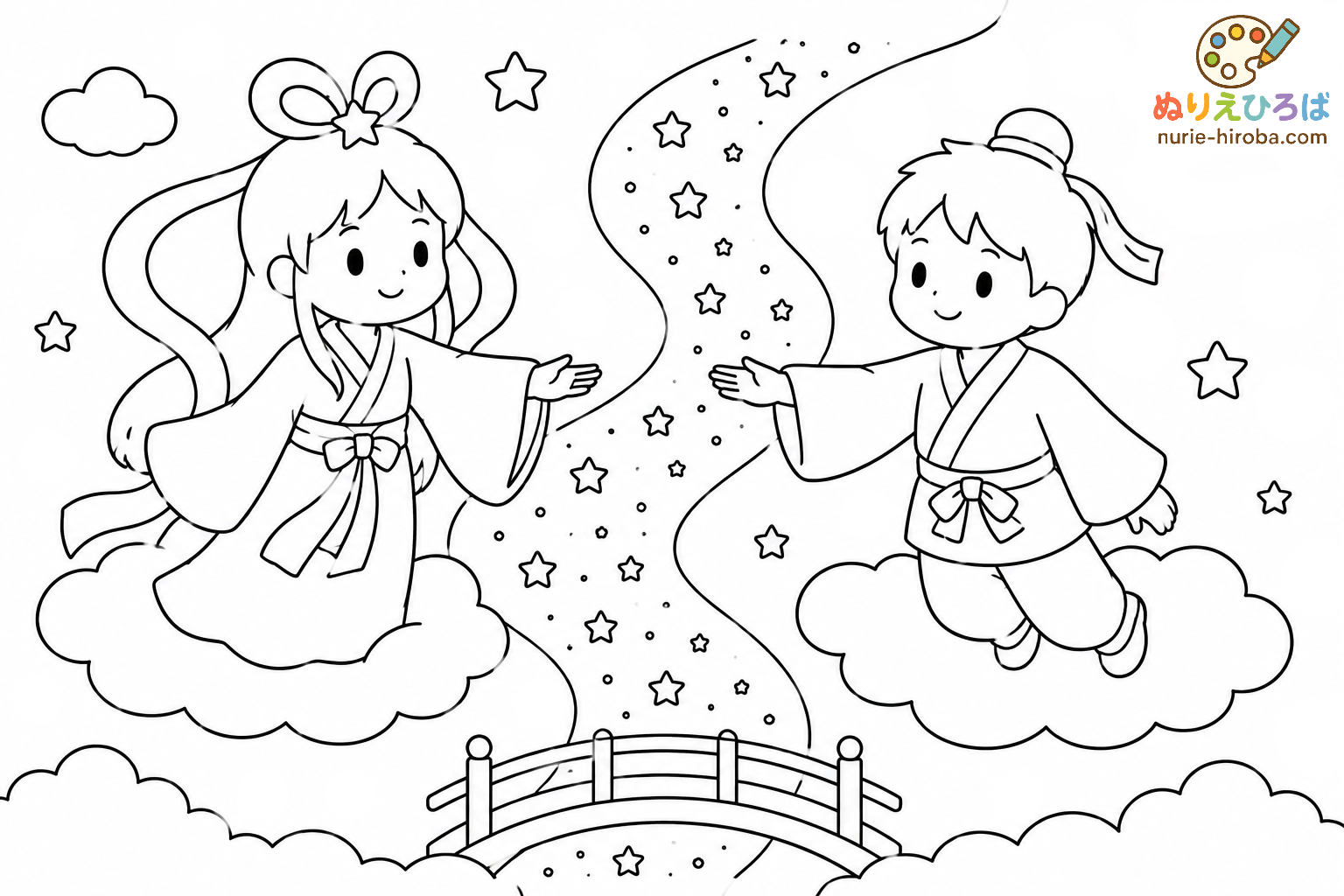 織姫と彦星の無料塗り絵