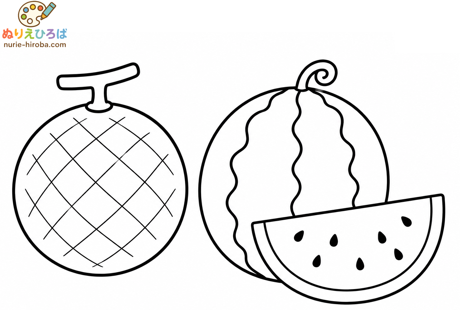 メロンとスイカの塗り絵（プレビュー）