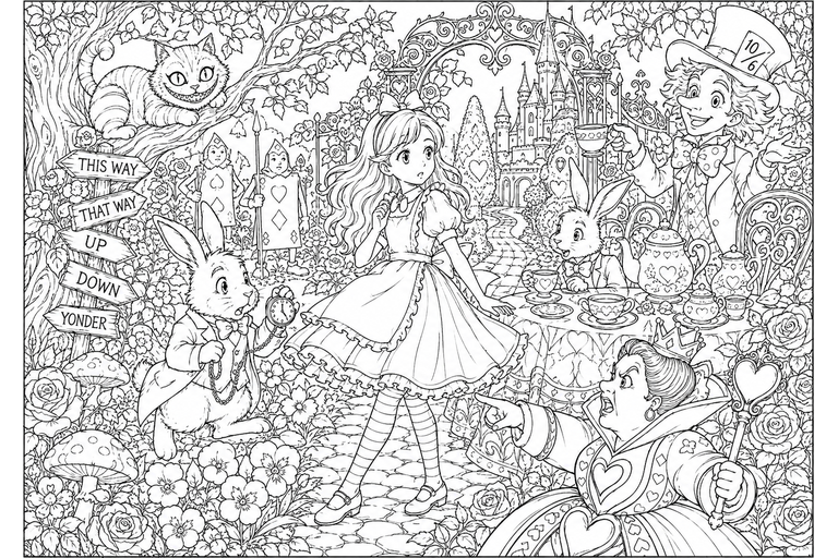 不思議の国のアリス2の無料塗り絵