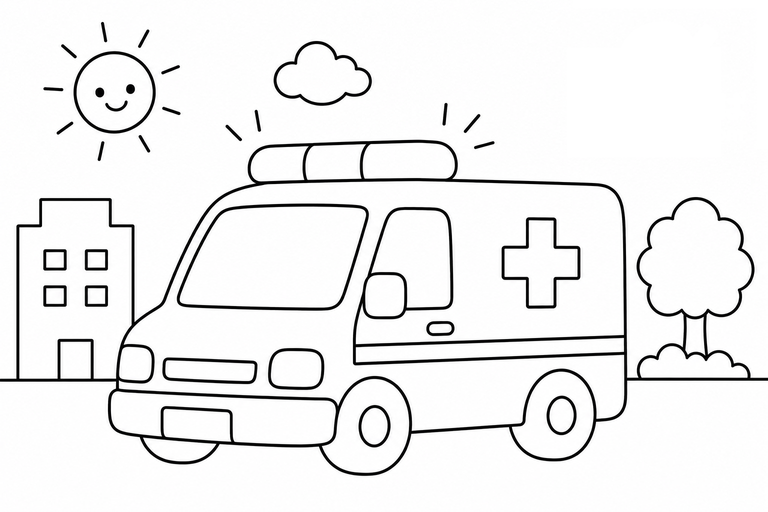 救急車の無料塗り絵