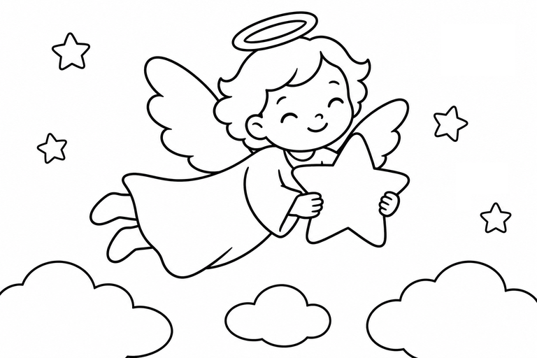 星を運ぶ天使の無料塗り絵