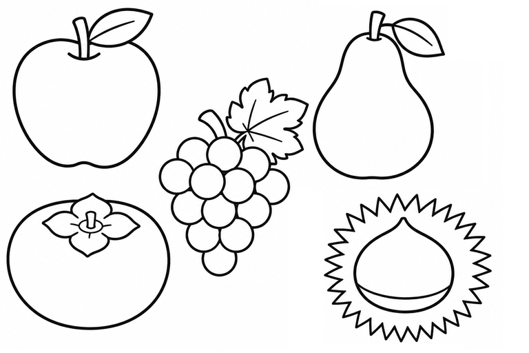 秋の果物の無料塗り絵