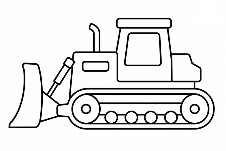 ブルドーザーの無料塗り絵