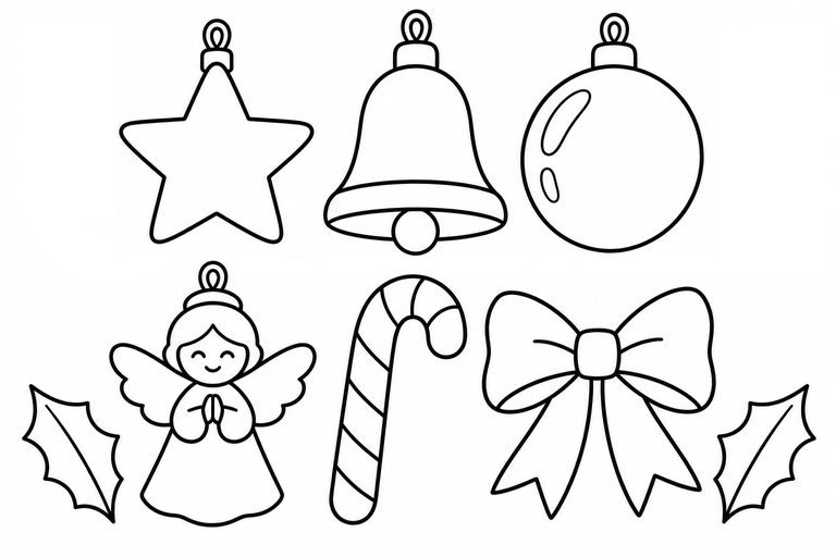 クリスマスオーナメントの無料塗り絵