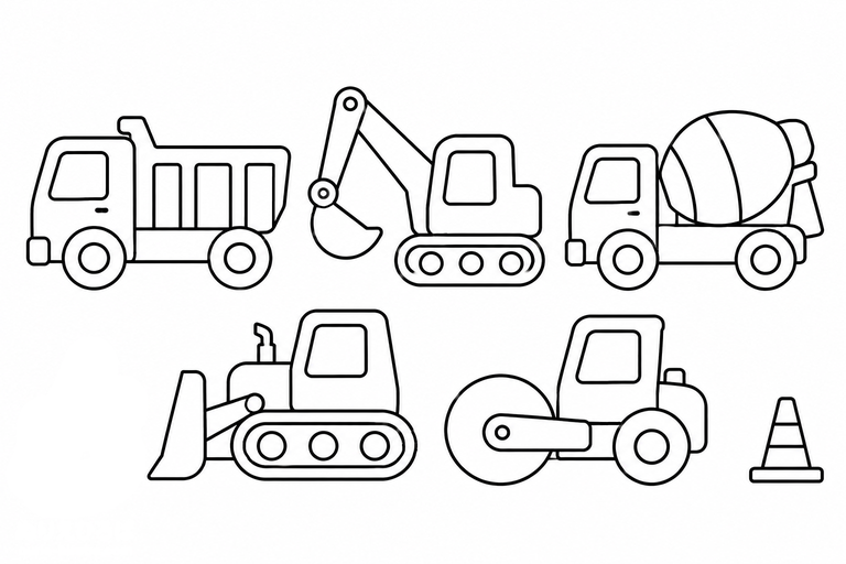 工事車両の無料塗り絵
