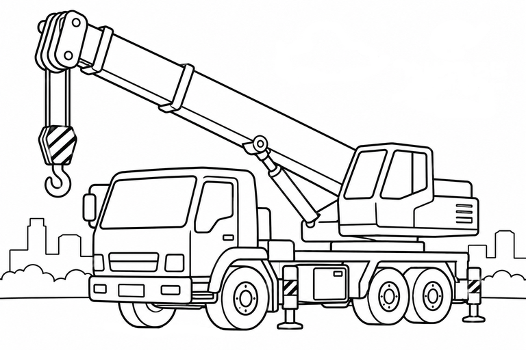 クレーン車の無料塗り絵