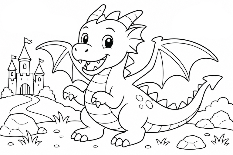 ドラゴンの無料塗り絵