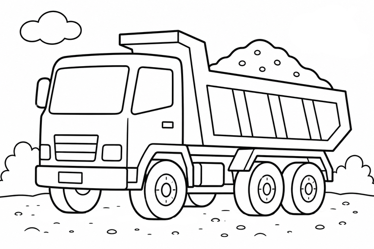 ダンプカーの無料塗り絵