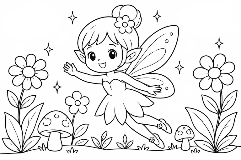 妖精さんの無料塗り絵