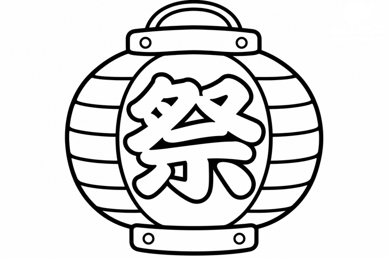 夏祭りの提灯の無料塗り絵