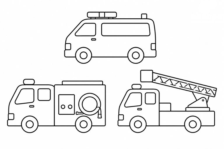 消防車２の無料塗り絵
