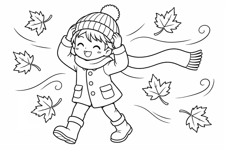 木枯らし一号の無料塗り絵