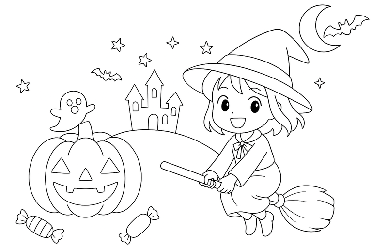 ハロウィン2の無料塗り絵