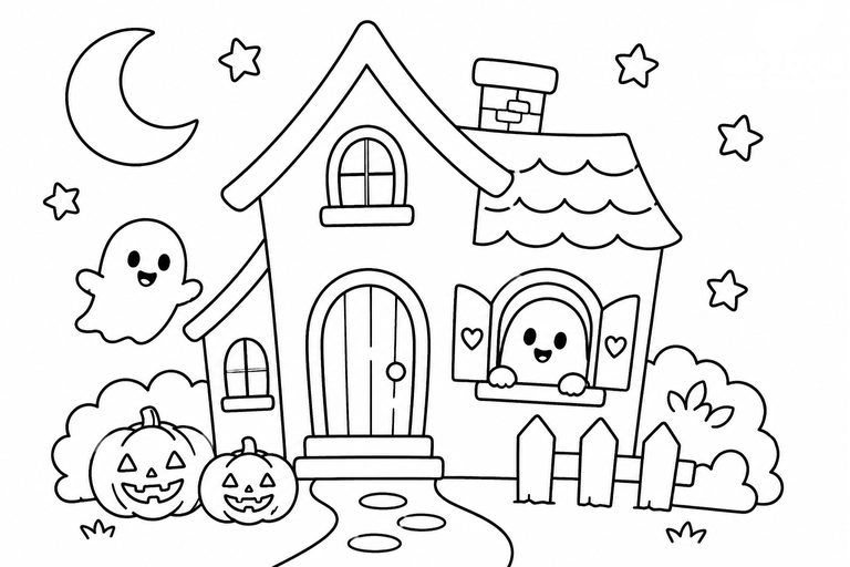 ハロウィンのおばけ３の無料塗り絵