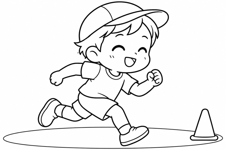 かけっこだいすきの無料塗り絵