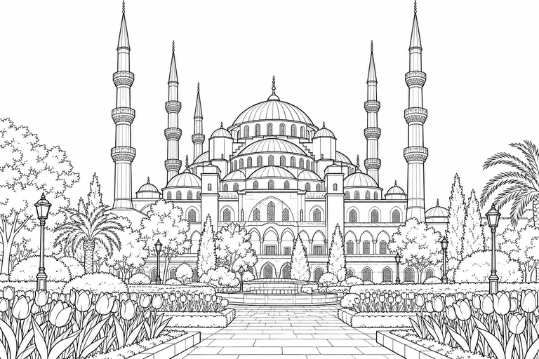 イスタンブールのブルーモスクの塗り絵