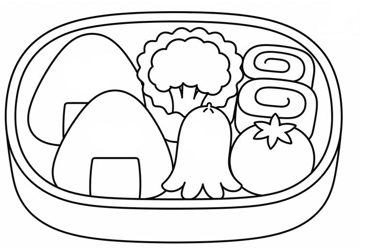お弁当の無料塗り絵