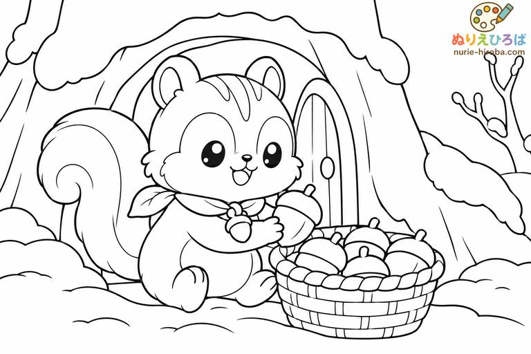 モフリスの冬じたくの無料塗り絵