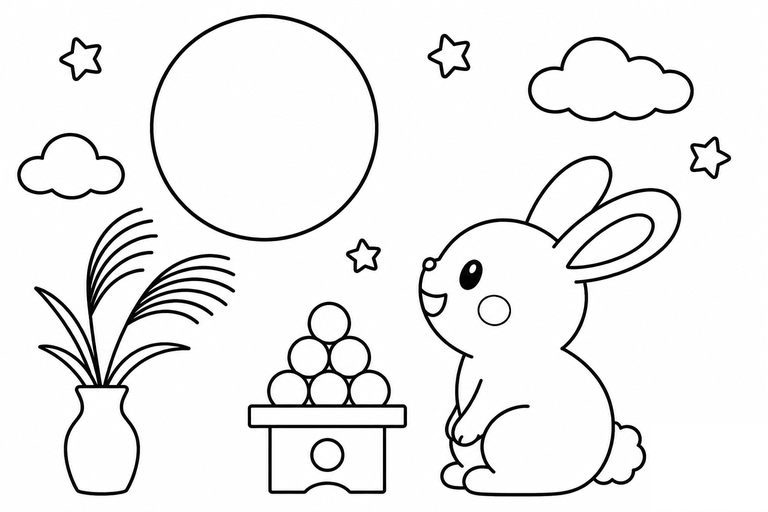 お月見の無料塗り絵
