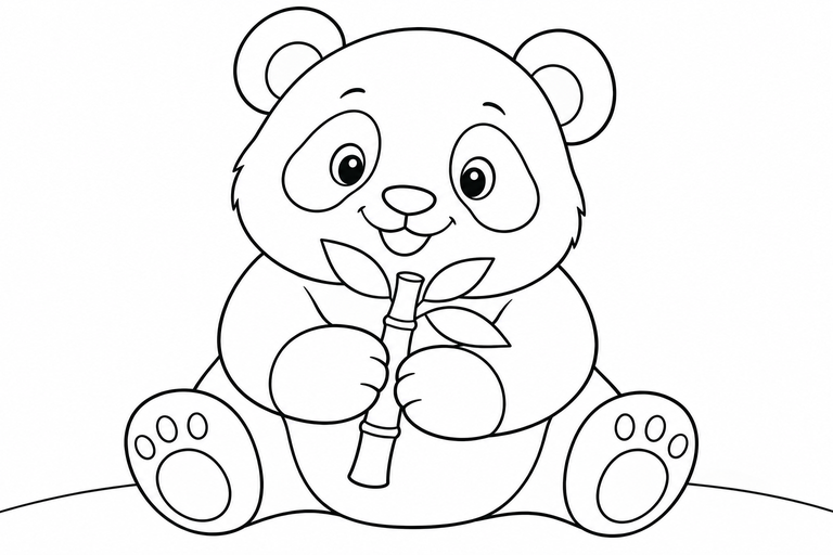 パンダのささのおやつの無料塗り絵