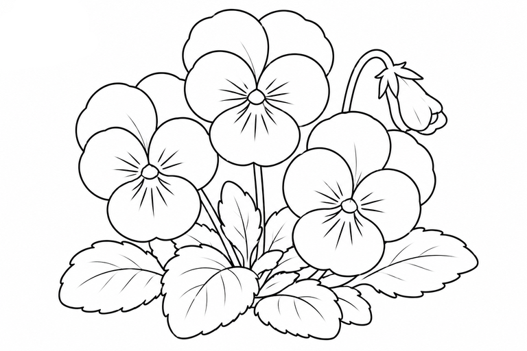 パンジーの無料塗り絵