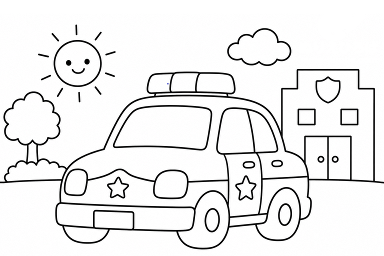 パトカーの無料塗り絵