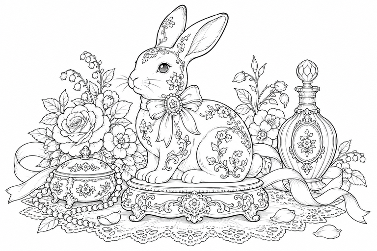 磁器の兎の塗り絵
