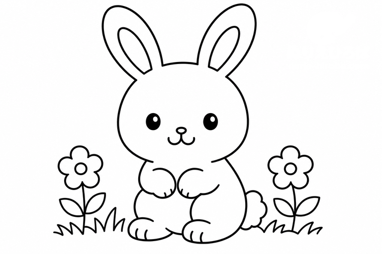 うさぎの無料塗り絵