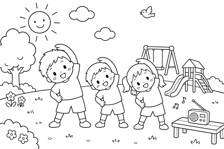 ラジオ体操の無料塗り絵